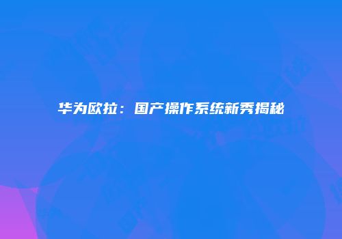 华为欧拉：国产操作系统新秀揭秘