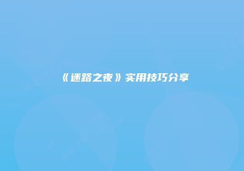 《迷路之夜》实用技巧分享