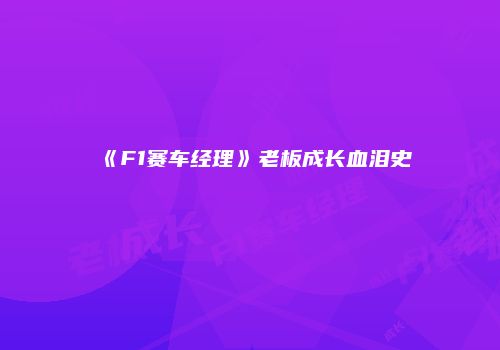 《F1赛车经理》老板成长血泪史