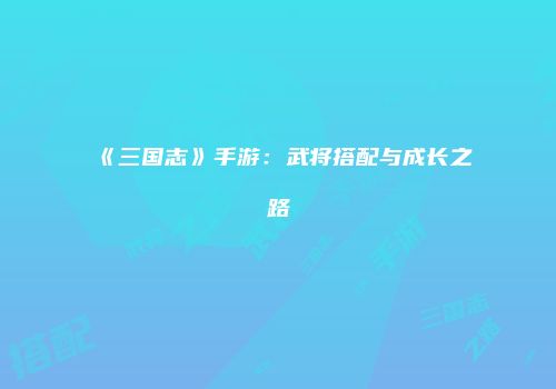 《三国志》手游：武将搭配与成长之路