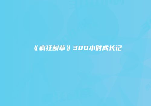 《疯狂割草》300小时成长记