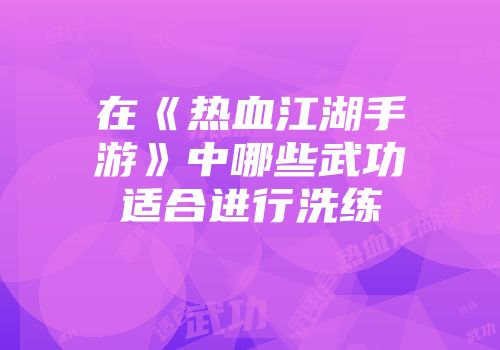 在《热血江湖手游》中哪些武功适合进行洗练