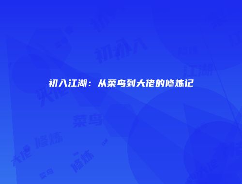 初入江湖：从菜鸟到大佬的修炼记