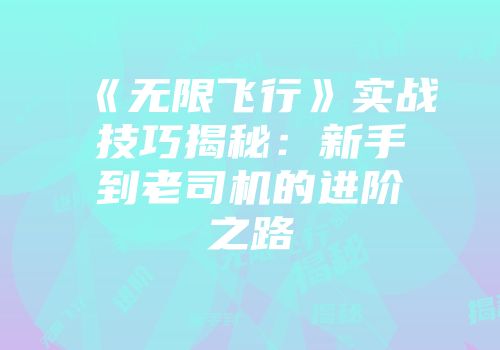 《无限飞行》实战技巧揭秘：新手到老司机的进阶之路