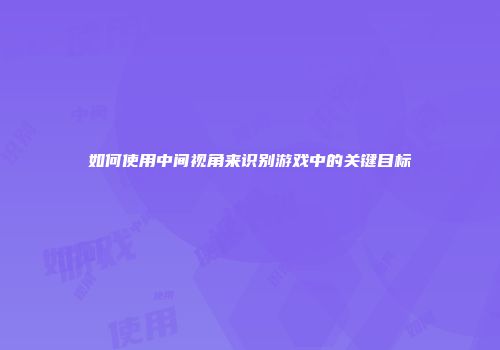 如何使用中间视角来识别游戏中的关键目标