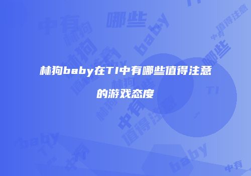 林狗baby在TI中有哪些值得注意的游戏态度