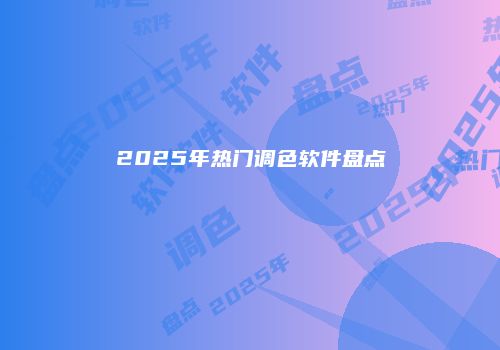 2025年热门调色软件盘点