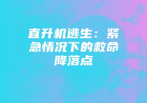 直升机逃生：紧急情况下的救命降落点