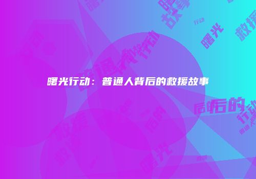 曙光行动：普通人背后的救援故事
