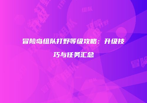 冒险岛组队打野等级攻略：升级技巧与任务汇总