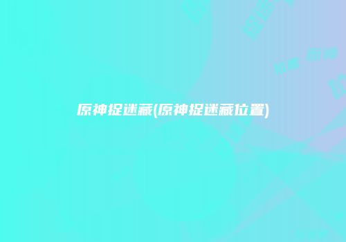 原神捉迷藏(原神捉迷藏位置)