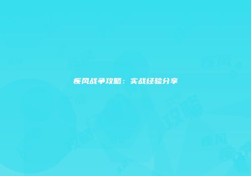 疾风战争攻略：实战经验分享