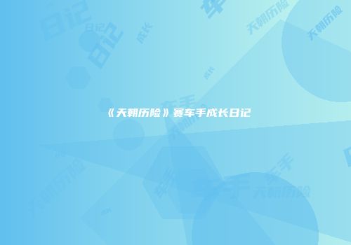 《天朝历险》赛车手成长日记