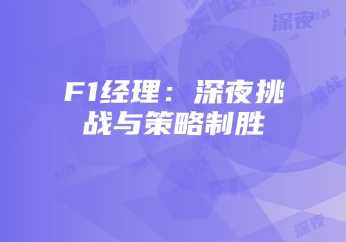 F1经理：深夜挑战与策略制胜