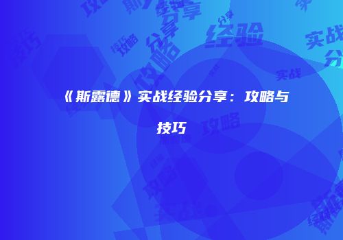 《斯露德》实战经验分享：攻略与技巧