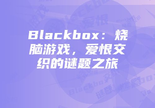 Blackbox：烧脑游戏，爱恨交织的谜题之旅