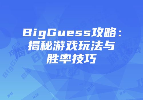 BigGuess攻略：揭秘游戏玩法与胜率技巧