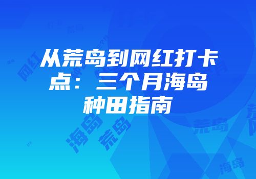 从荒岛到网红打卡点：三个月海岛种田指南
