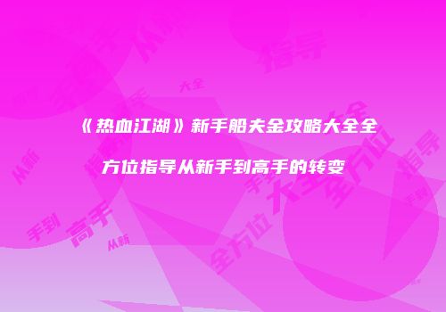 《热血江湖》新手船夫金攻略大全全方位指导从新手到高手的转变