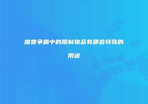 魔兽争霸中的限制物品有哪些特殊的用途