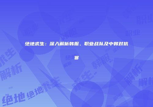 绝地求生：深入解析韩服、职业战队及中韩对抗赛