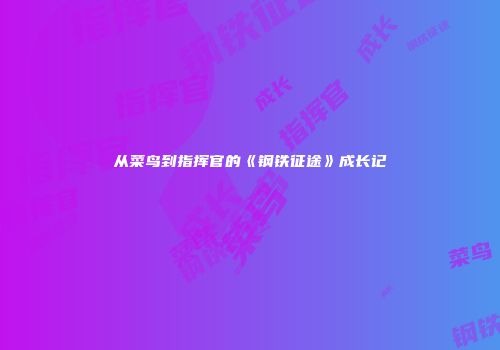 从菜鸟到指挥官的《钢铁征途》成长记