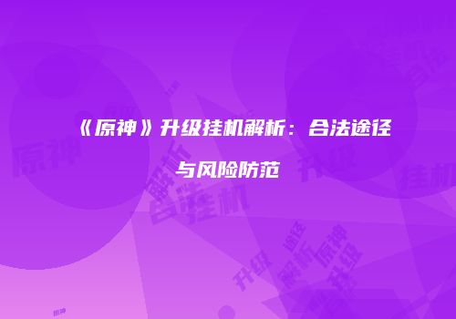 《原神》升级挂机解析：合法途径与风险防范