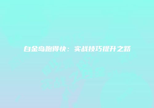 白金岛跑得快：实战技巧提升之路