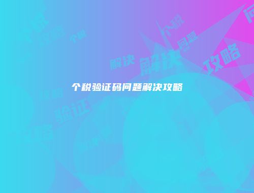 个税验证码问题解决攻略