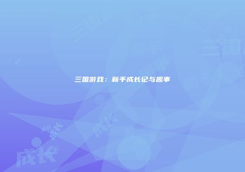 三国游戏：新手成长记与趣事