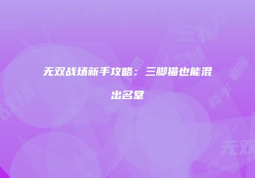 无双战场新手攻略：三脚猫也能混出名堂