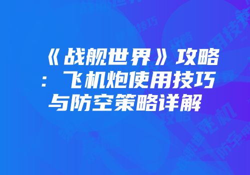 《战舰世界》攻略：飞机炮使用技巧与防空策略详解
