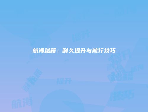 航海秘籍：耐久提升与航行技巧