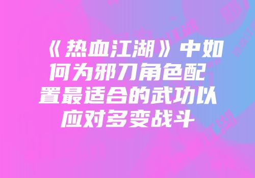 《热血江湖》中如何为邪刀角色配置最适合的武功以应对多变战斗