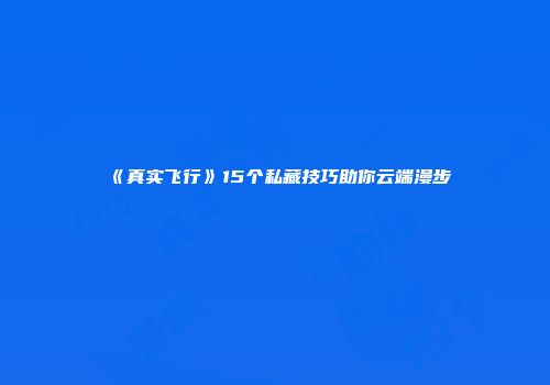 《真实飞行》15个私藏技巧助你云端漫步