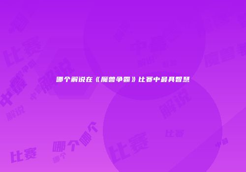 哪个解说在《魔兽争霸》比赛中最具智慧