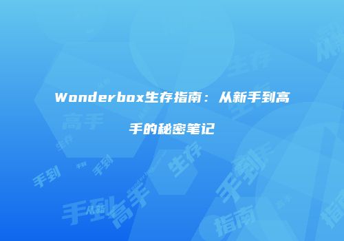 Wonderbox生存指南：从新手到高手的秘密笔记