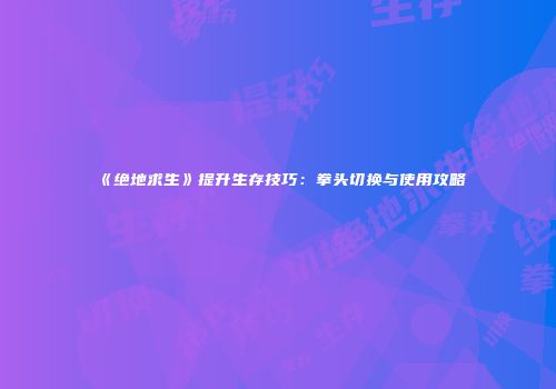 《绝地求生》提升生存技巧：拳头切换与使用攻略