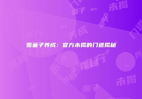 雪童子养成：官方未揭的门道揭秘