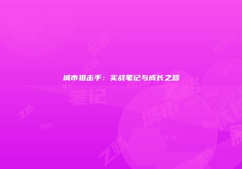 城市狙击手：实战笔记与成长之路