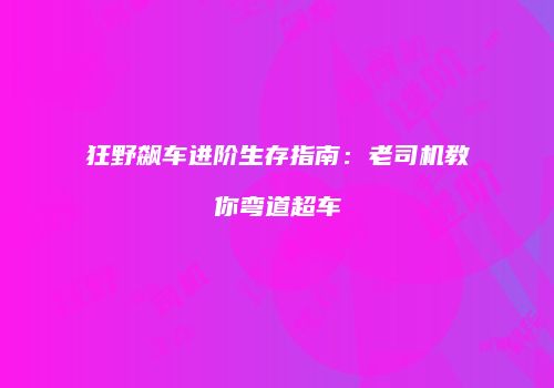 狂野飙车进阶生存指南：老司机教你弯道超车