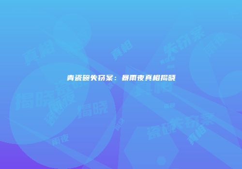 青瓷碗失窃案：暴雨夜真相揭晓