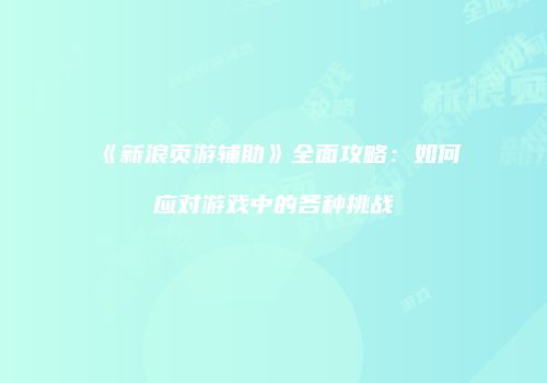 《新浪页游辅助》全面攻略：如何应对游戏中的各种挑战