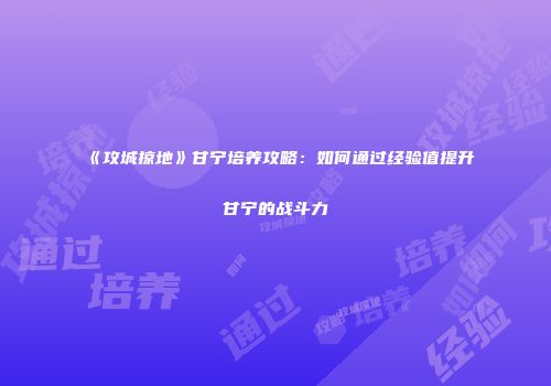《攻城掠地》甘宁培养攻略:如何通过经验值提升甘宁的战斗力
