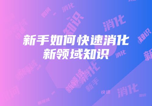 新手如何快速消化新领域知识