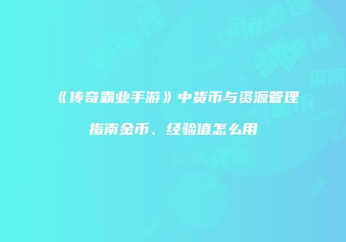 《传奇霸业手游》中货币与资源管理指南金币、经验值怎么用