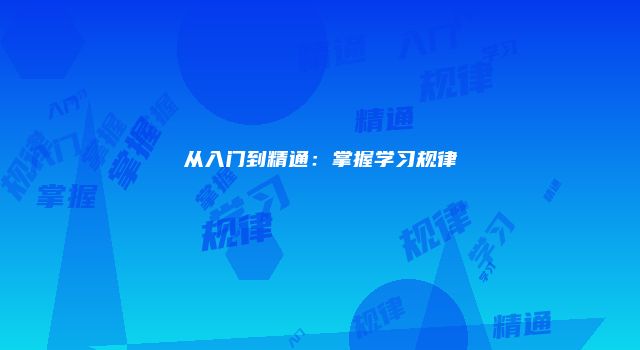从入门到精通：掌握学习规律