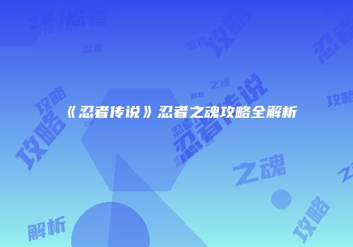 《忍者传说》忍者之魂攻略全解析