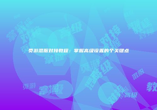 页游混服对接教程：掌握高级设置的个关键点