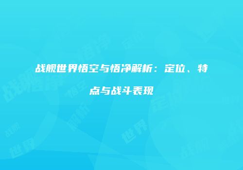 战舰世界悟空与悟净解析：定位、特点与战斗表现